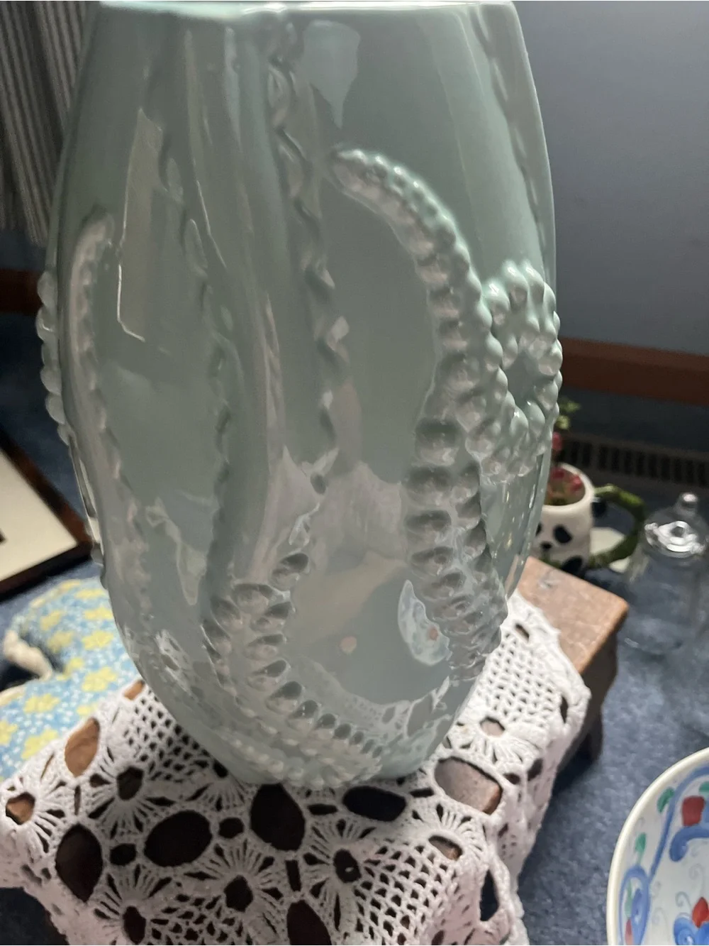Seafoam Green Textured Ceramic Vase
